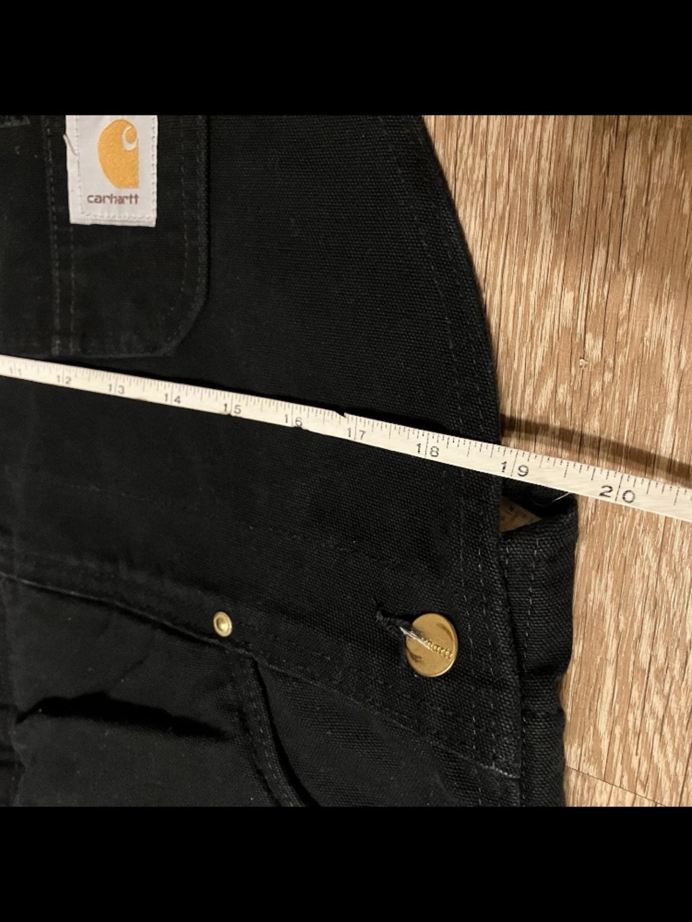 Carhartt R03 BLK Bib Overalls Men's 36x32 Black Insulated Duck Canvas Workwear - Picture 11 of 15